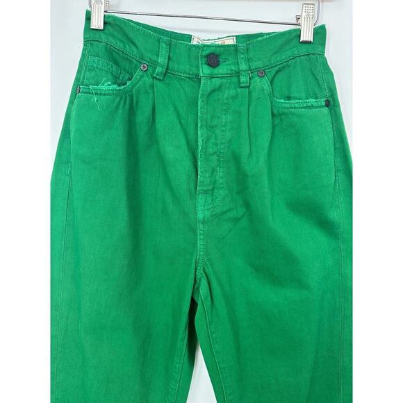 Free People x Sandrine Rose High Waisted Wide Leg Jeans Green - Picture 5 of 5